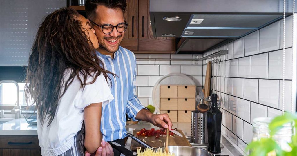 Romantic Couple Cooking Marry Me Marinara Pasta Date Night Dinner